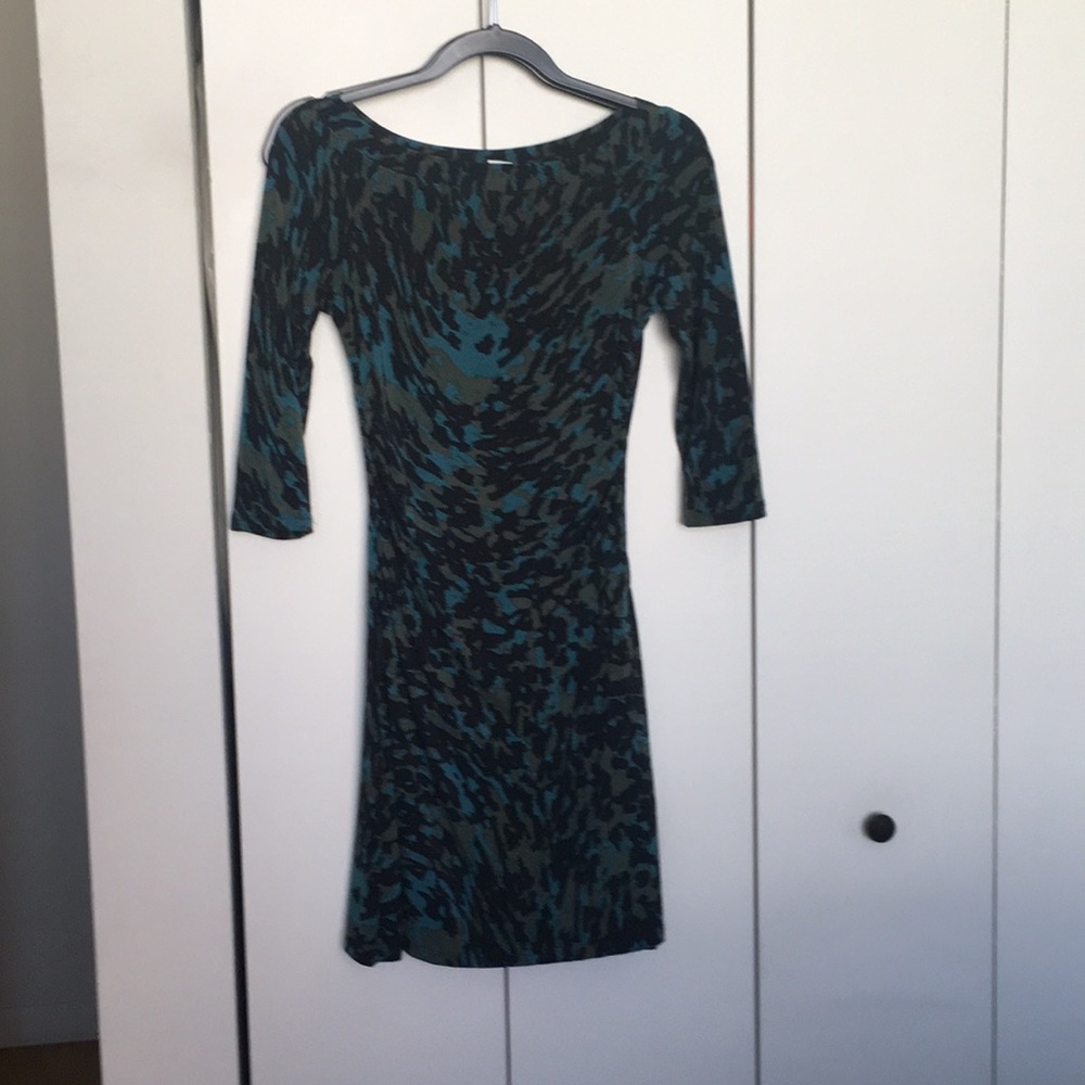 Three Dot XS Teal Animal Print Dress